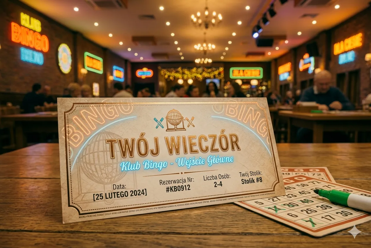 Wizualna karta wieczoru z neonowym klimatem klubu